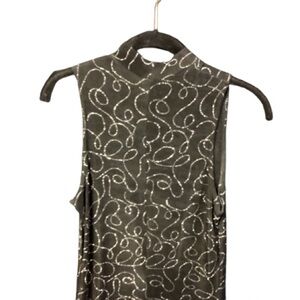 Sleeveless Black Maxi Dress with Silver Swirl Accents